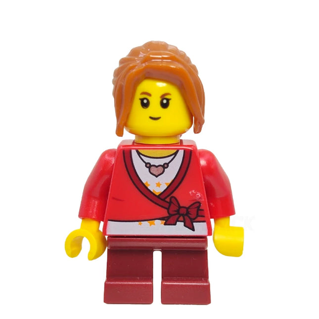 LEGO Minifigure - Child, Girl, Sweater Cropped, Heart Necklace, Ponytail Long (2017) [CITY]