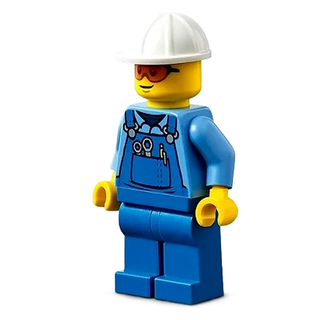 LEGO Minifigure - Male, City Roadwork, Overalls, Safety Glasses Helmet (2021) [CITY]