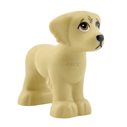 LEGO Minifigure Animal - Dog, Shaggy Fur, Medium Nougat Eyes, Scratches, "Grace", Tan [3168pb03]