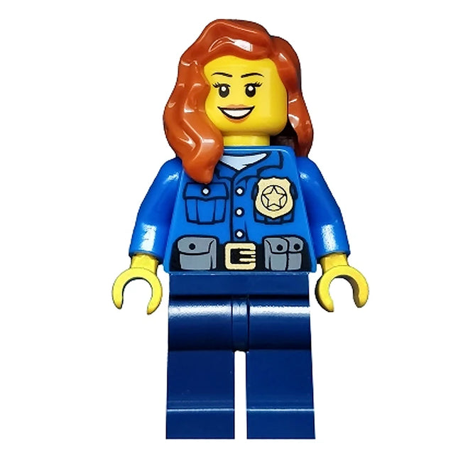 LEGO Minifigure - Female, Police - City Officer, Gold Badge, Long Hair over Shoulder (2014) [CITY]