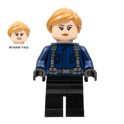 LEGO Minifigure - ACU Guard - Female, Medium Nougat Hair, Light Nougat Head (2022) [JURASSIC WORLD]