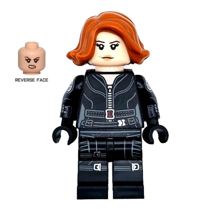 LEGO Minifigure - Black Widow - Black Jumpsuit, Dark Orange Short Hair, Printed Legs, Printed Arms (2023) [MARVEL]