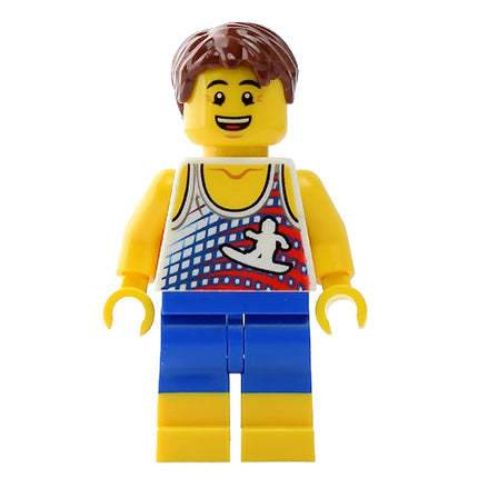 LEGO Minifigure - Male, Beach Tourist with Surfer Tank Top (2018) [CITY]