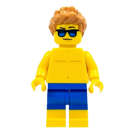 LEGO Minifigure - Male, Beachgoer - Blue Male Swim Trunks and Sunglasses (2017) [CITY]