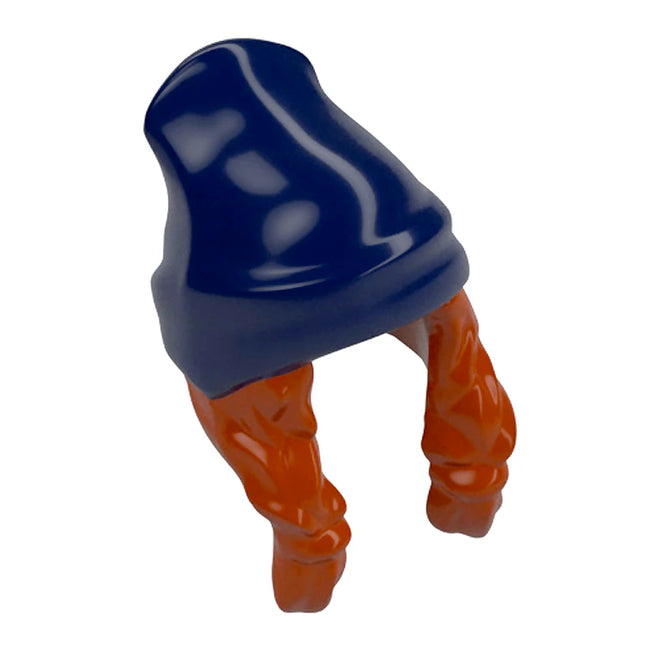 LEGO Minifigure Part - Hair Combo, Beanie, 2 Braids, Dark Blue/Dark Orange [52686pb06] 6443405