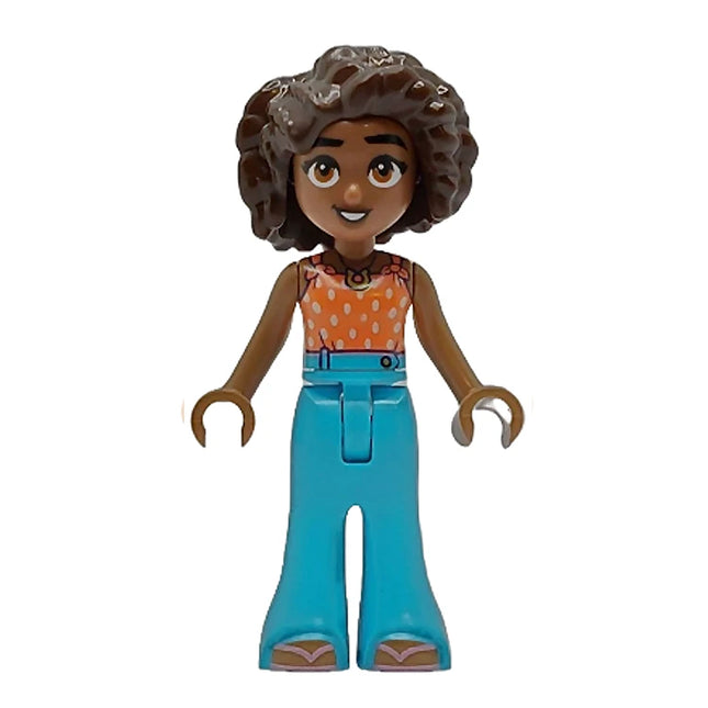 LEGO Minifigure - Friends Aliya - Coral Halter Top, Medium Azure Trousers Bell-Bottoms, Metallic Pink Flip Flops [FRIENDS]