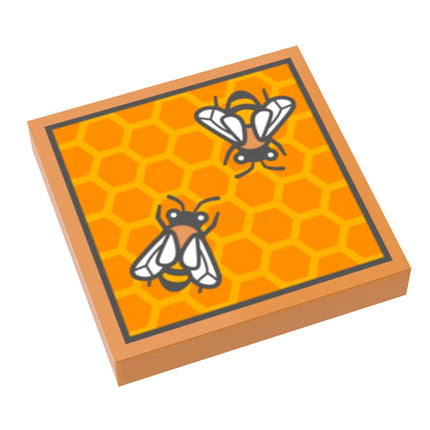LEGO Minifigure Accessory - Tile, Beehive Frame Bees, Medium Nougat (2 x 2) [3068pb2589]