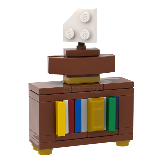 LEGO "Sailboat Bookshelf" - Reddish Brown Frame, Books, Ship [MiniMOC]