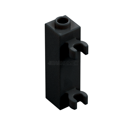 LEGO Brick, Modified 1 x 1 x 3 with 2 Clips (Vertical Grip) - Hollow Stud, Black [60583b] 6320325