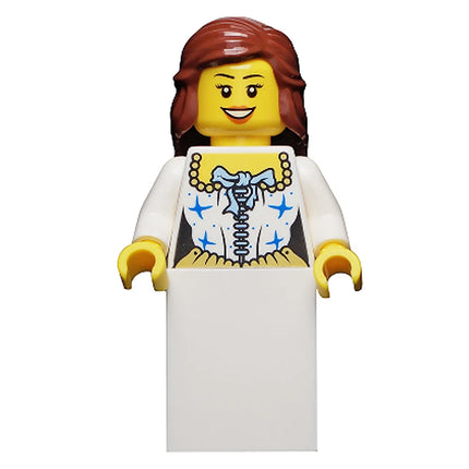 LEGO Minifigure - Bride, Wedding Dress, Long Reddish Brown Hair, Smile (2016) [CITY]