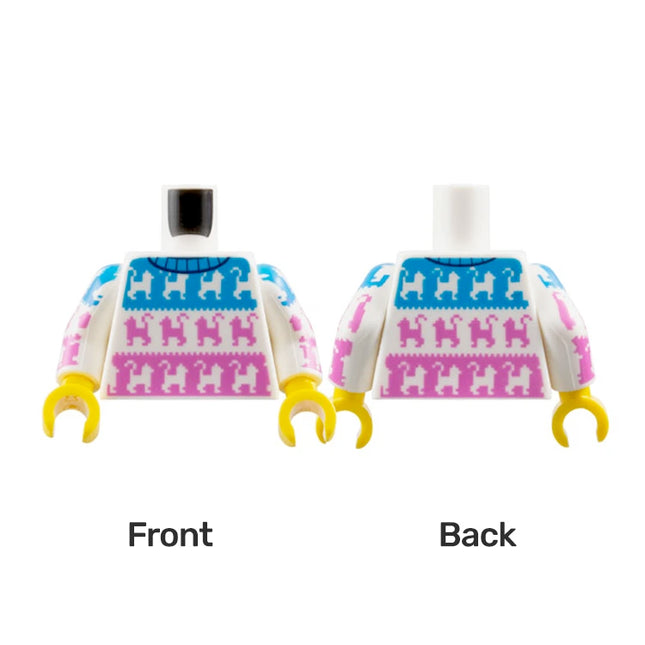 LEGO Minifigure Part - Torso, Sweater with Cats on Dark Azure and Dark Pink Panels [973pb5928c01]