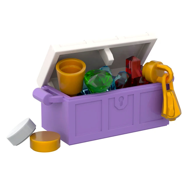 LEGO "Treasure Chest" - Crystals, Goblet, Chain, Coins - Medium Lavender [MiniMOC]