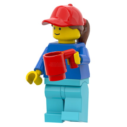 LEGO Minifigure - Classic, Red Cap, Ponytail, Blue Torso, Azure Legs, Cup [CITY]