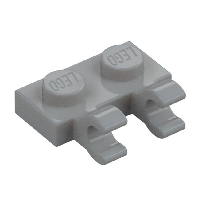 LEGO Plate, Modified 1 x 2, 2 U Clips (Horizontal Grip), Light Grey [60470b] 6337268