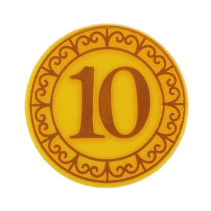 LEGO Minifigure Accessory - Gold Coin, 10 with Filigree Border, 2 x 2 Tile, Bright Light Orange [14769pb774] 6542335