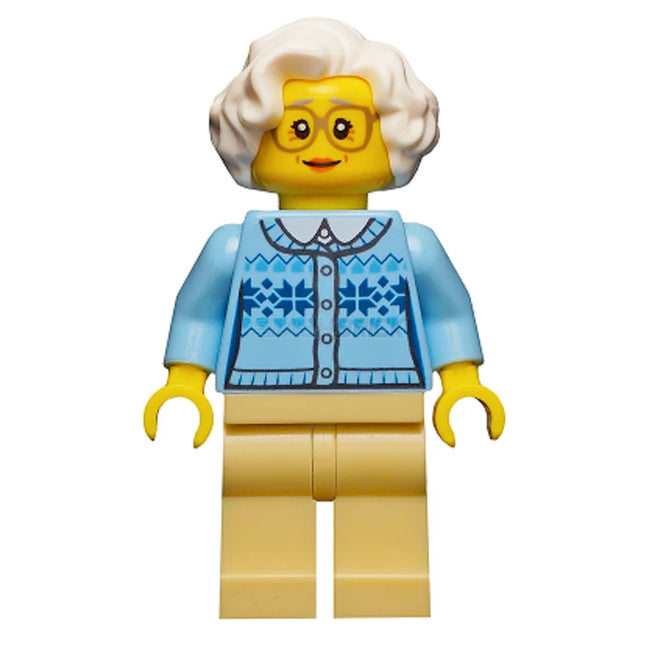 LEGO Minifigure - Grandmother - Fair Isle Sweater, White Hair, Tan Legs, Glasses (2016) [CITY]