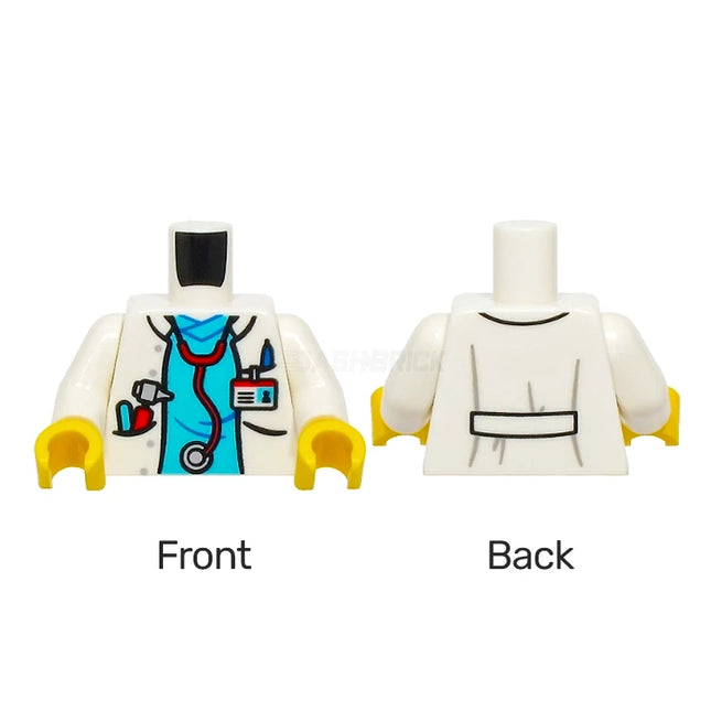 LEGO Minifigure Part - Torso - Doctor, Hospital Lab Coat over Scrubs, Otoscope, Stethoscope [973pb6090c01] 6542462