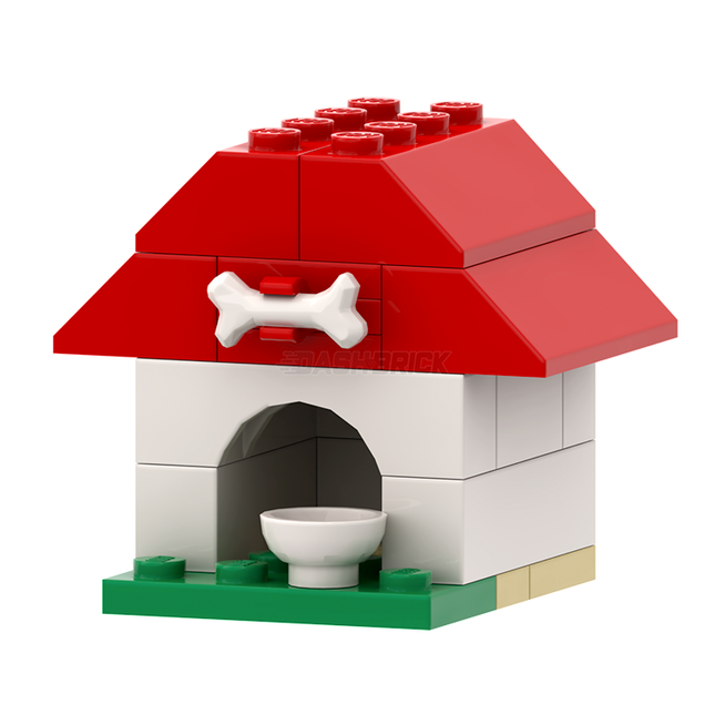 LEGO "Dog Kennel" - Puppy House, Red/White [MiniMOC]