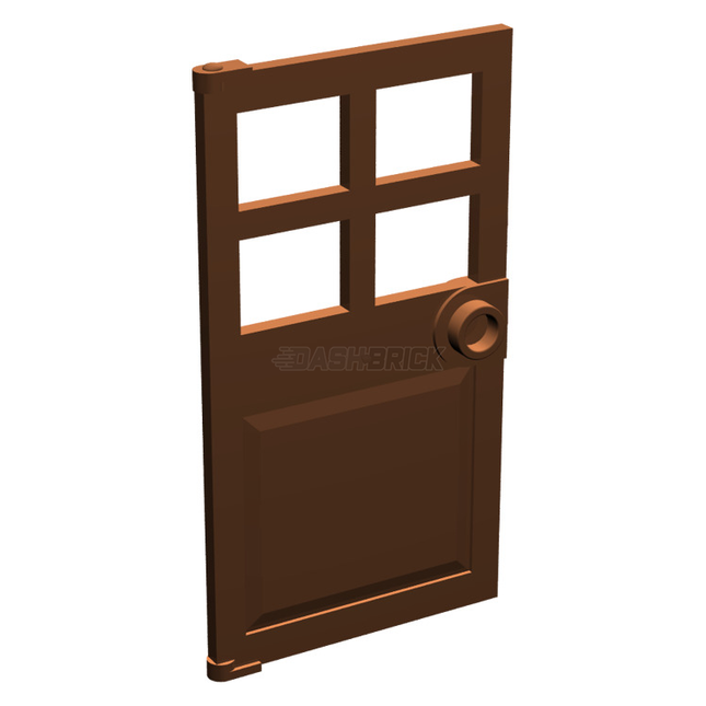 LEGO Door 1 x 4 x 6 with 4 Panes and Stud Handle, Reddish Brown [60623]