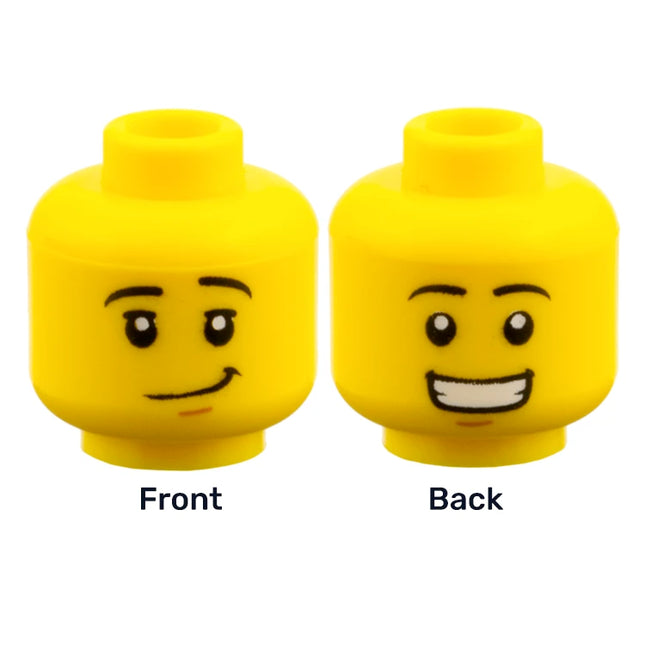 LEGO Minifigure Part - Head, Dual Sided Black Eyebrows, Lopsided Grin/Open Mouth Smile [3626pb2308] 6256543