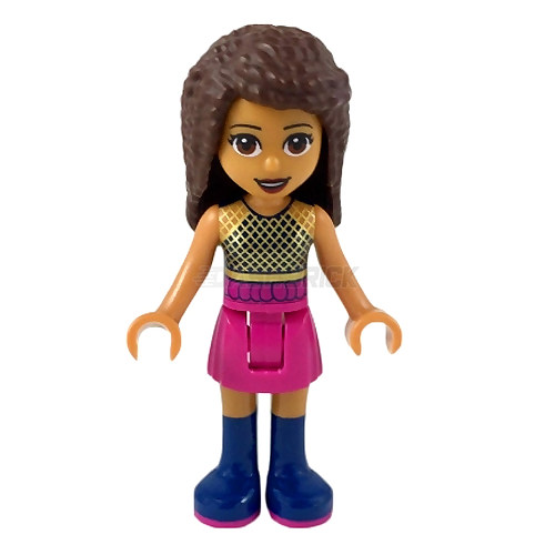 LEGO Minifigure - Friends Andrea - Dark Pink Skirt, Black Top with Gold Mesh [FRIENDS]