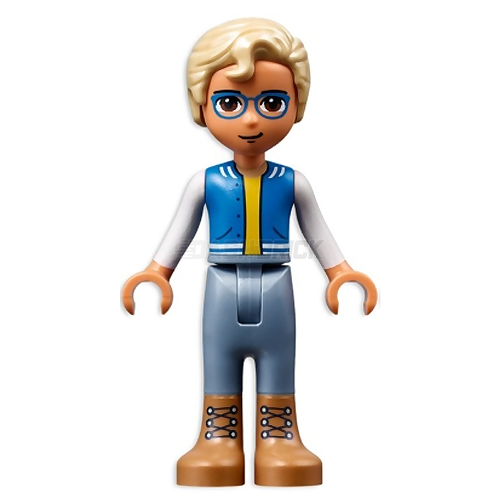 LEGO Minifigure - Friends Sebastian - Medium Nougat Boots, Sand Blue Trousers, Blue Vest with Pockets, Yellow Undershirt [FRIENDS]