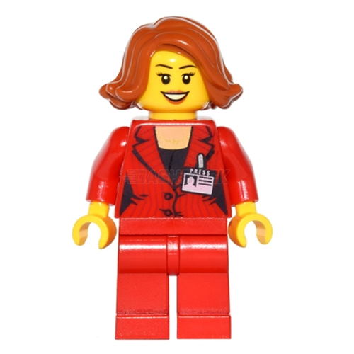 LEGO Minifigure - Press Woman, Reporter, Red Suit [CITY]