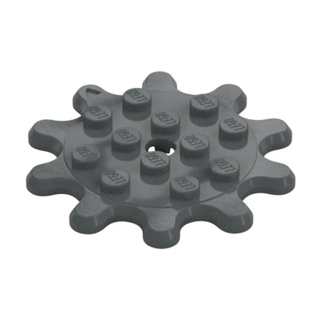 LEGO Plate, Round 4 x 4 Gear 10 Tooth, Dark Grey [35443] 6252371