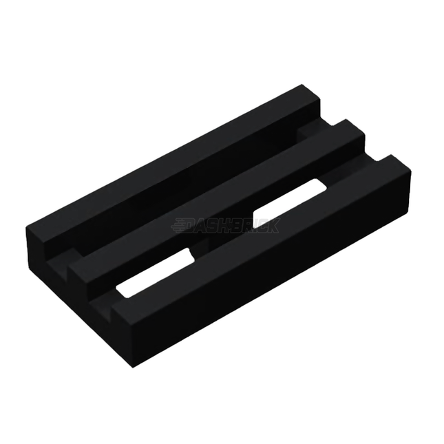 LEGO Tile, Modified 1 x 2 Grille, Bottom Groove/Lip, Black [2412b] 241226