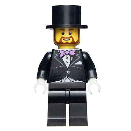 LEGO Minifigure - Groom, Lavender Bow, Top Hat, Smile (2016) [CITY]
