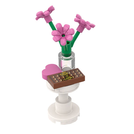 LEGO "Gifts Table" - Hospital Visitors Side Table, Flowers, Chocolate [MiniMOC]