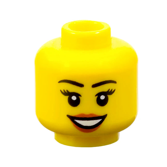 LEGO Minifigure Part - Head Female, Black Eyelashes, Dark Orange Lips, Smile [3626pb0633] 4651443