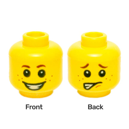 LEGO Minifigure Part - Head, Dual Sided Child, Freckles, Open Mouth Smile/Worried [3626pb1349] 6121896