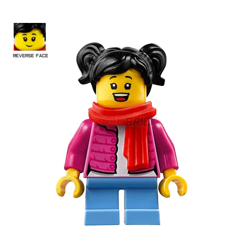LEGO Minifigure - Red Scarf Girl, Dark Pink Puffy Jacket (2019) [CITY]