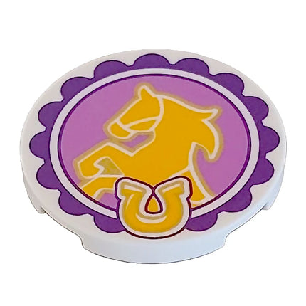 LEGO Minifigure Accessory - Tile, Horse and Horseshoe on Medium Lavender Circle (Round 3 x 3) [67095pb054] 6434970