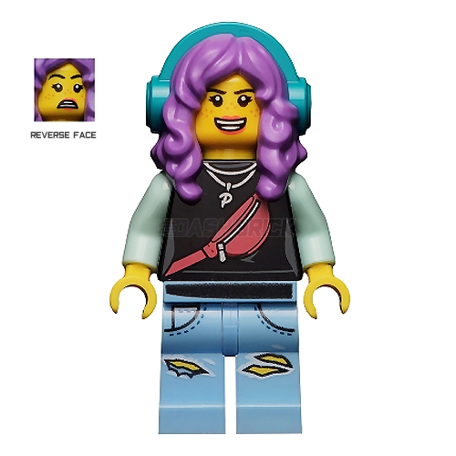 LEGO Minifigure - Parker L. Jackson - Black Top, Headphones (Smile/Scared) [HIDDEN SIDE]