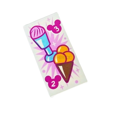 LEGO Minifigure Accessory - Ice Cream Menu, Mickey Mouse Logo (Tile 2 x 4) [87079pb0970]