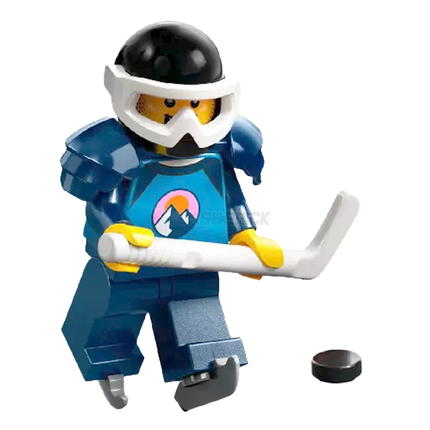 LEGO Minifigure - Ice Hockey Player - Male, Shoulder Pads, Black Helmet (2023) [CITY]