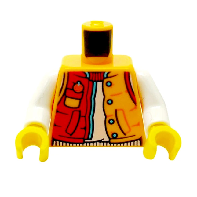 LEGO Minifigure Part - Torso Jacket, Red & Bright Light Orange, Over White [973pb5019c01] 6430053