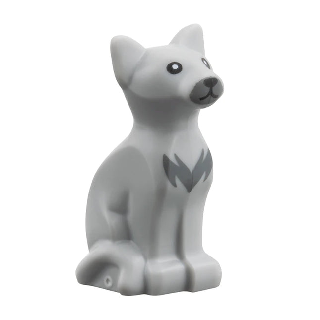 LEGO Minifigure Animal - Cat, Seated with Black Eyes, Light Grey [8037pb01] 6589736