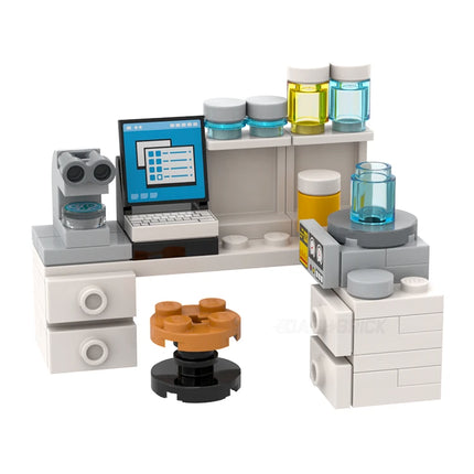 LEGO "Science Lab" - Desk, Draws, Computer, Microscope, Scale [MiniMOC]