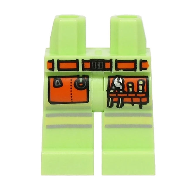 LEGO Minifigure Part - Hips and Legs, Reflective Stripes, Orange Belt, Pockets with Pliers, Screwdrivers [970c00pb1631]