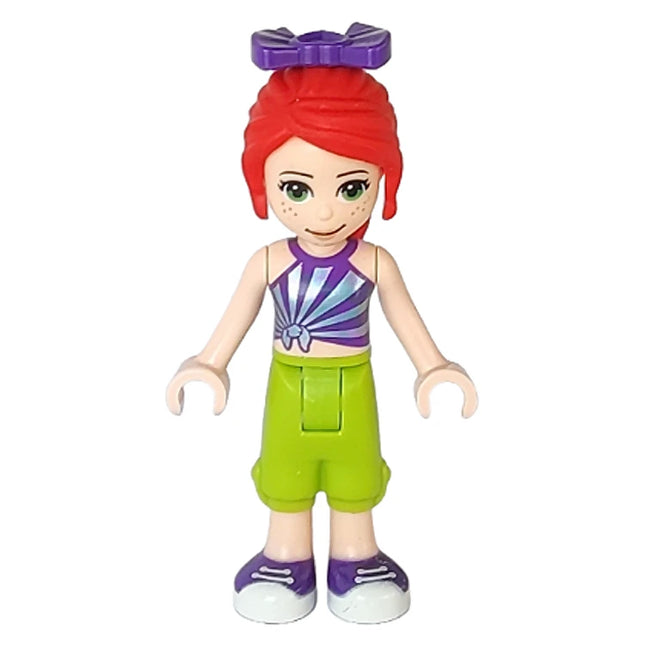 LEGO Minifigure - Friends Mia, Lime Cropped Trousers, Striped Top, Bow (2019) [FRIENDS]