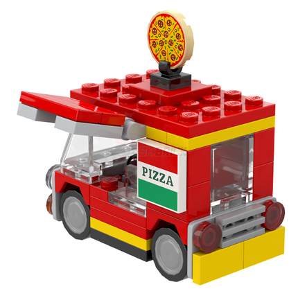 LEGO "Lil' Slice Station" - Mini Pizza Truck, Red & Yellow [MiniMOC]