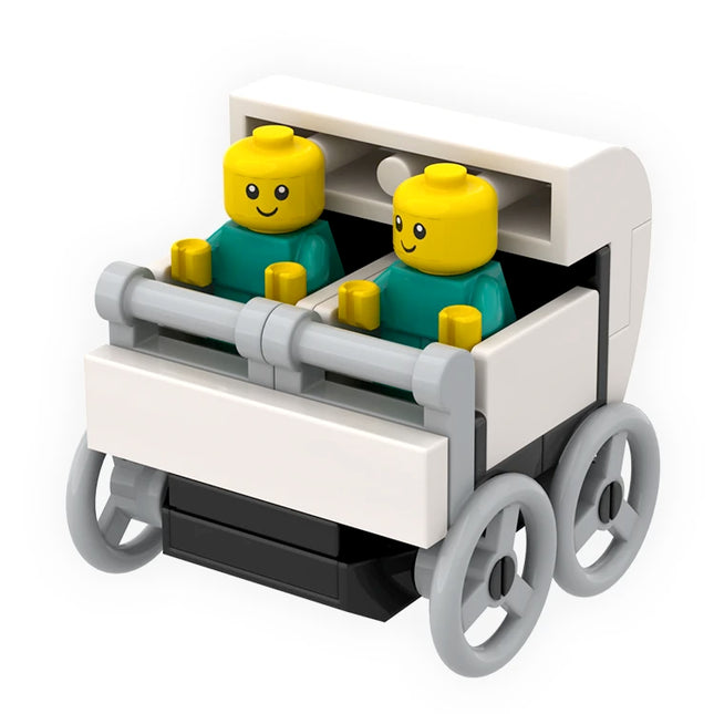 LEGO "Baby Bassinet Double Pram" - Buggy/Pushchair for Twins, Black/White [MiniMOC]