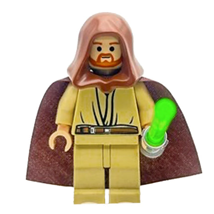 LEGO Minifigure - Qui-Gon Jinn - Light Nougat Head, Brown Hood and Cape (2007) [STAR WARS]