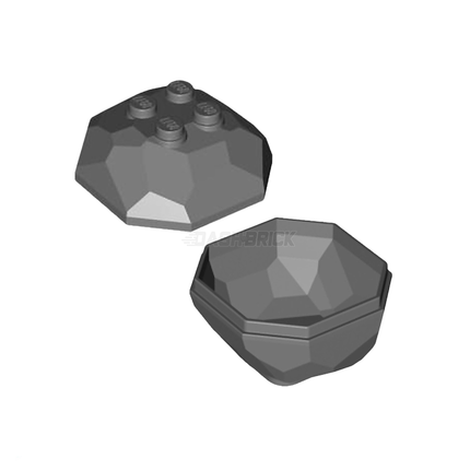 LEGO Minifigure Accessory - Rock 4 x 4 Octagonal Boulder, Dark Grey [30294c01]