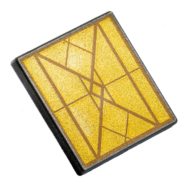 LEGO Road Sign 2 x 2 Square with Open O Clip with Diamond Gold Triangles, Dark Grey [15210pb069] 6298838