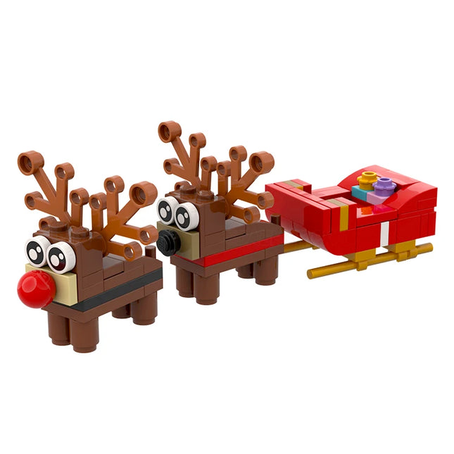 12 Days of Christmas - Reindeer & Sleigh Set (6-8 of 12) Made with Genuine LEGO® [MiniMOC] Save 10%