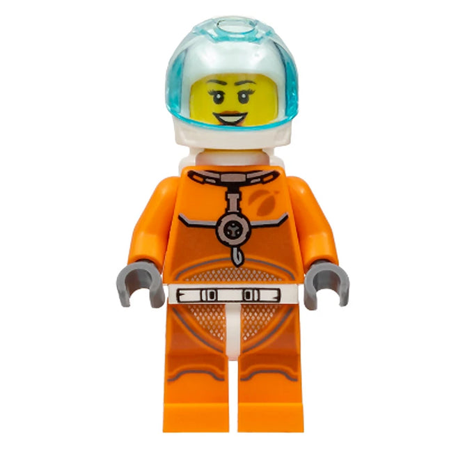 LEGO Minifigure - Female, Astronaut, Orange Spacesuit, Visor, Smile (2019) [CITY]